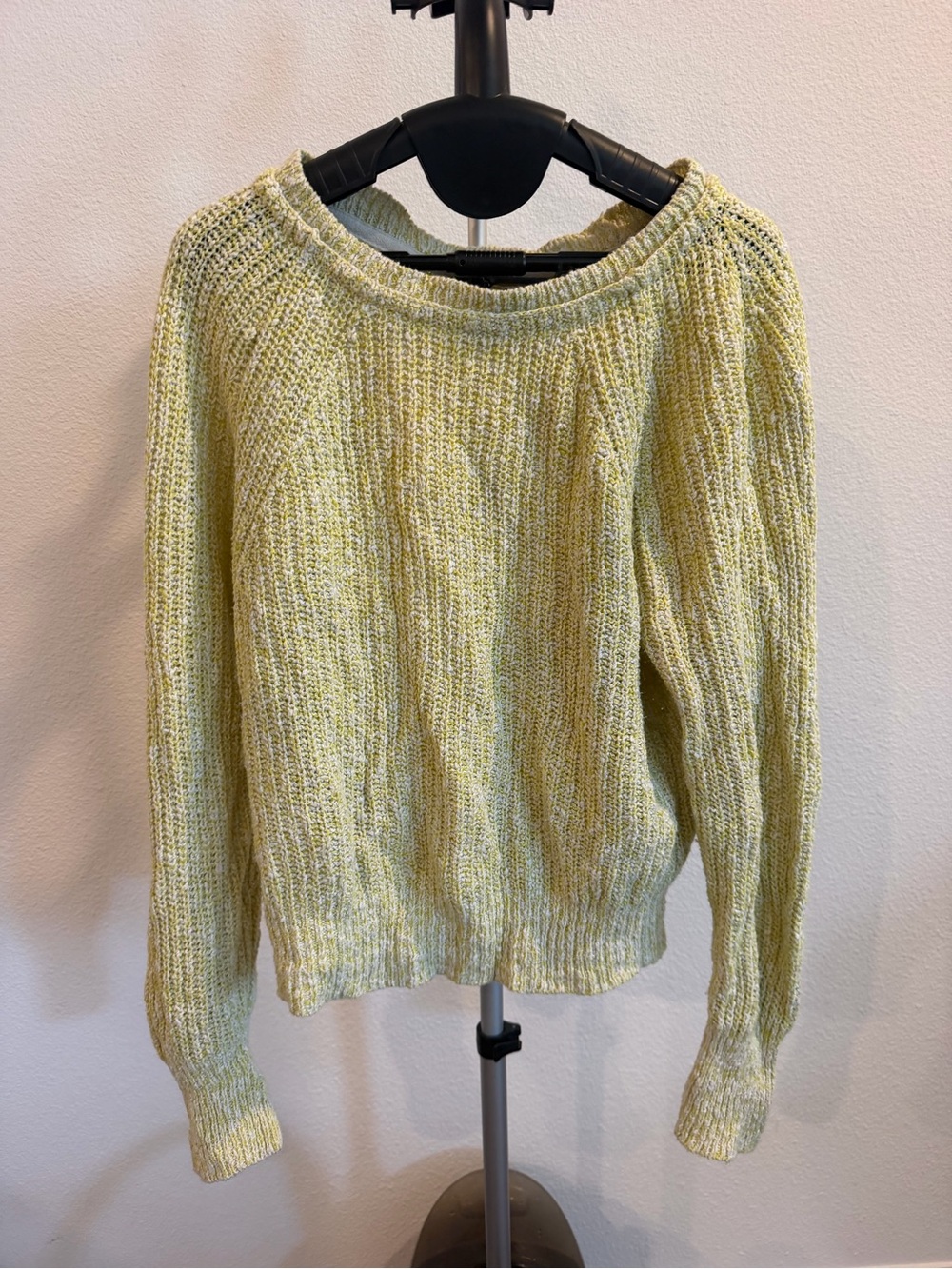 Free People Pale Lime Knit Crewneck Sweater